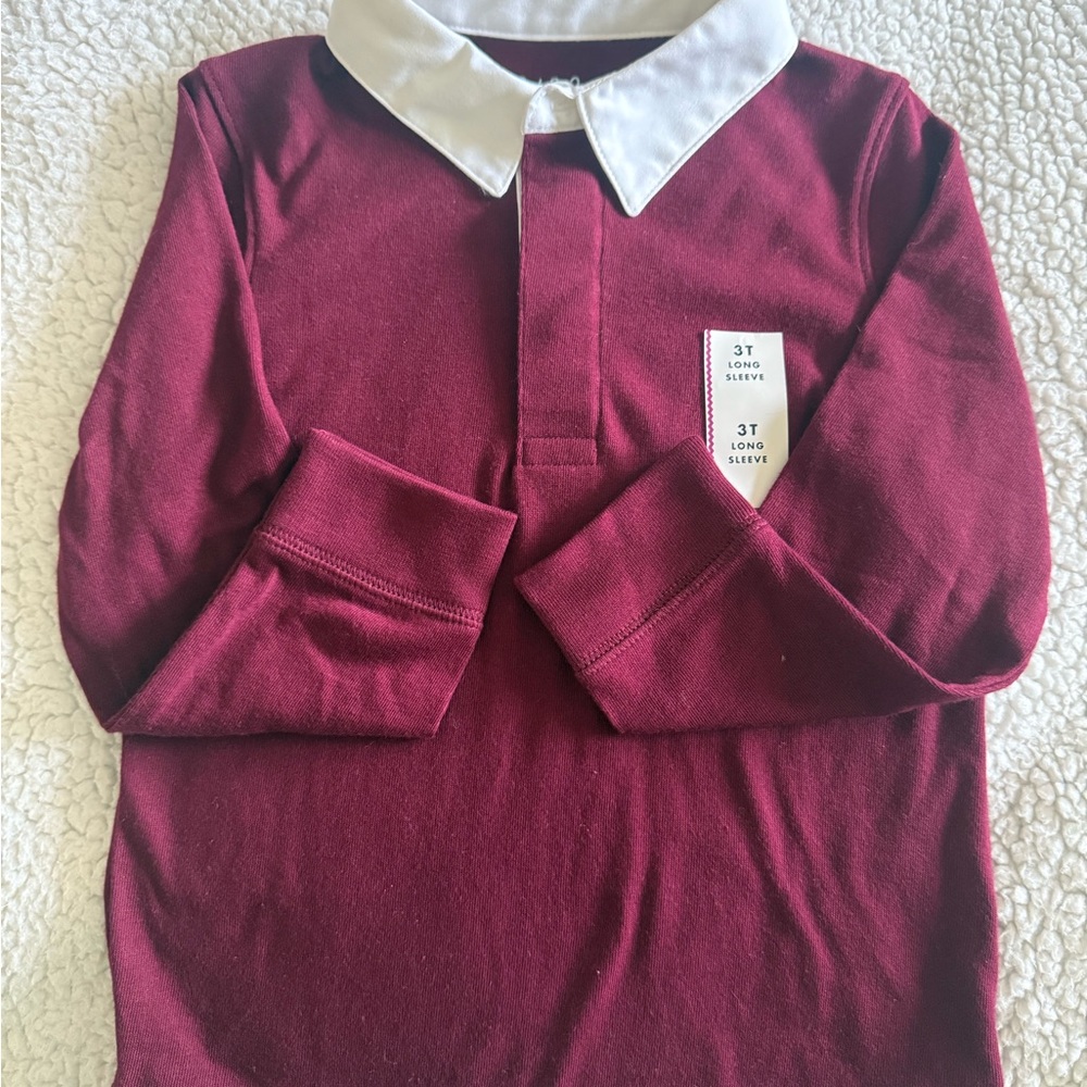 Cat & Jack Burgundy Long Sleeve Polo size 3T